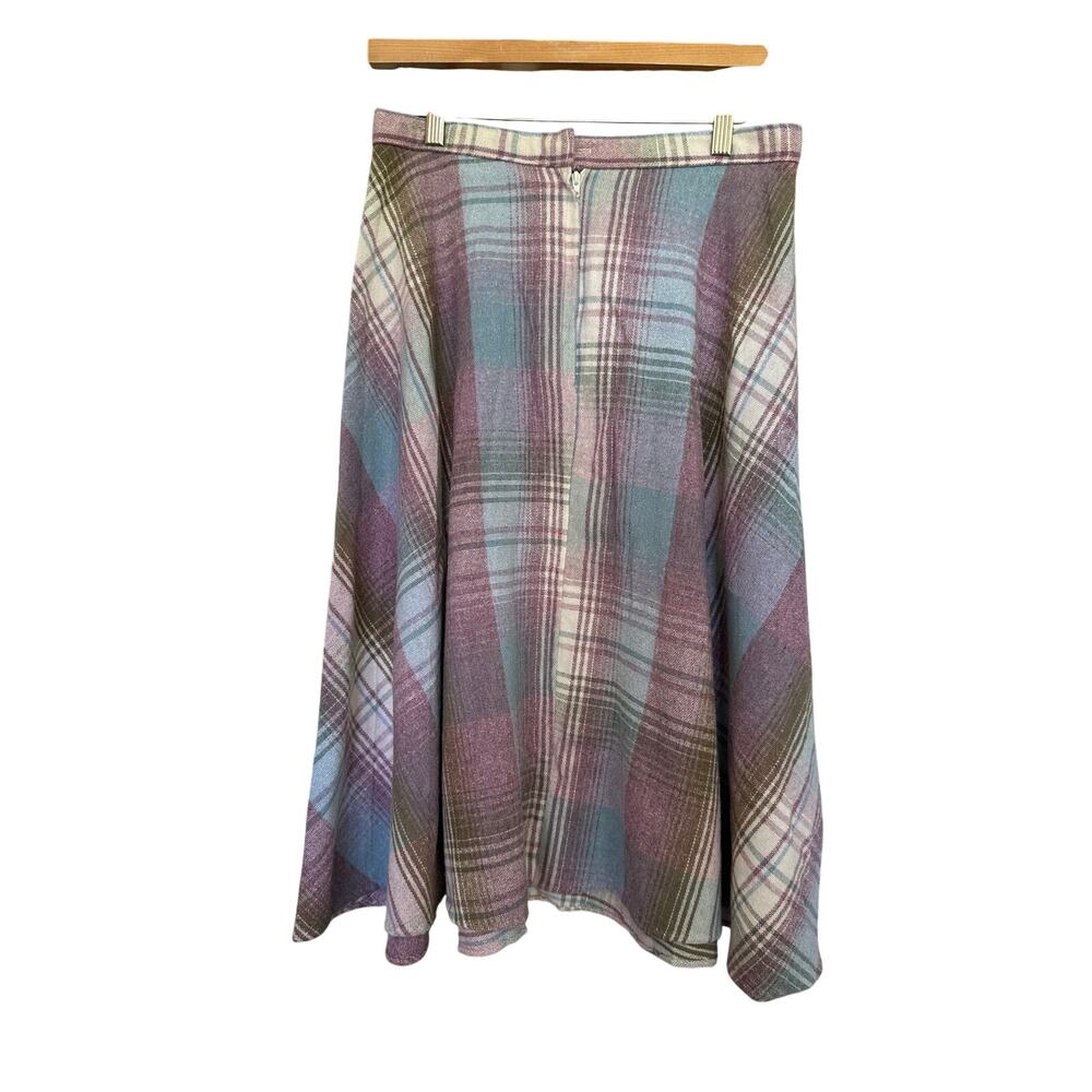 Vintage 70s Smiley’s Trolley Pastel Plaid A-Line Midi Skirt Sz 11 (small/medium)